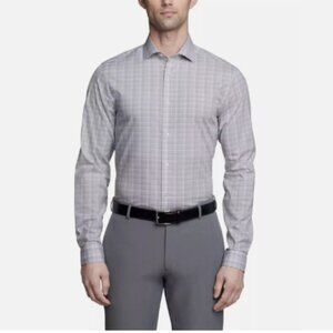 NWOT Calvin Klein Mens XL Tech Plaid Stretch Button-Down Dress Shirt